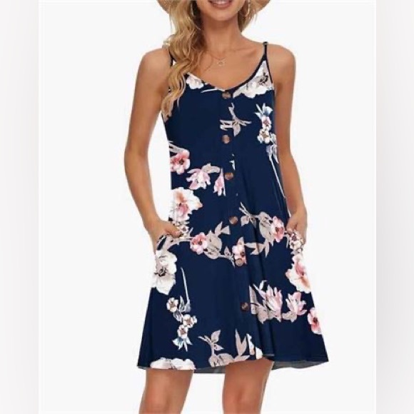 Wneedu Women's Summer Button Down Casual Beach Cover Up Dress sz S - Picture 1 of 9